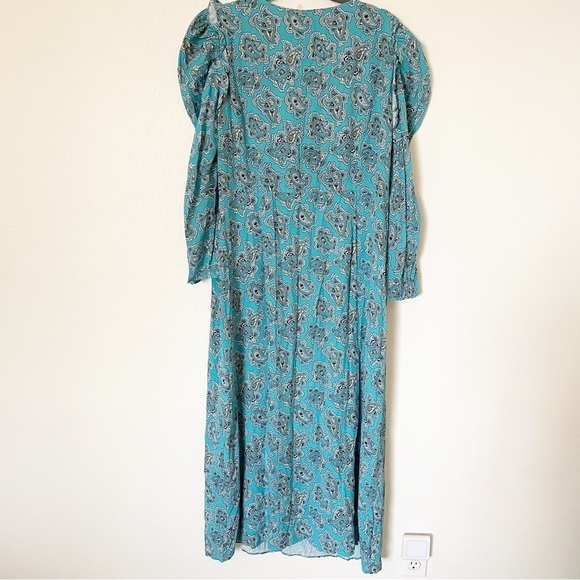 New. J. Crew Fall Midi Paisley Puff Sleeve Button Up Dress Size 16 - Picture 3 of 9